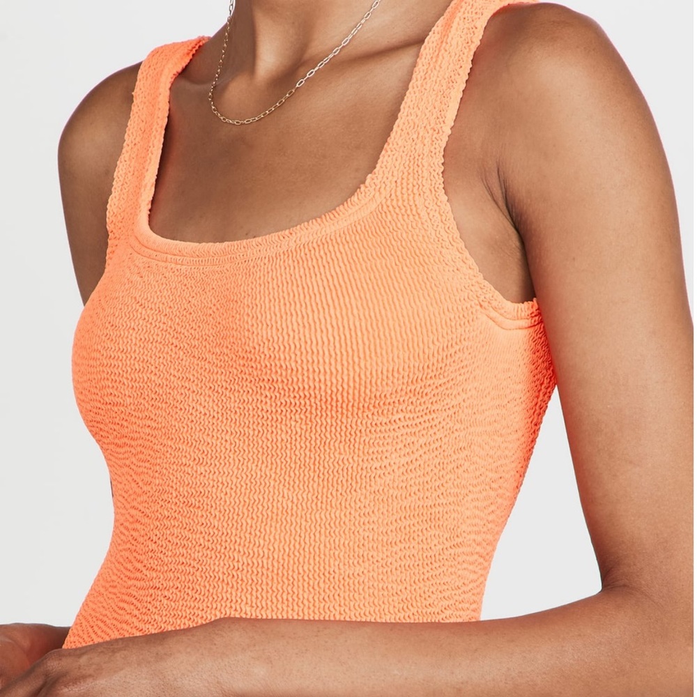 Hunza G Square Neck One Piece Swimsuit - Neon Orange